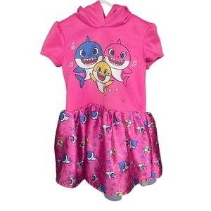 Pinkfong Baby Shark Dress Toddler 3T Pink Hooded Layered Costume Birthday